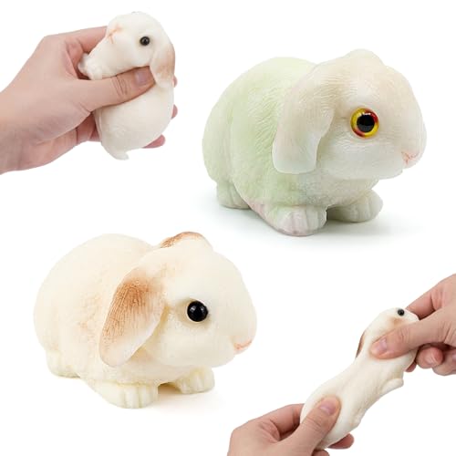 Vodolo Taba Squishy Rabbit,2 PCS Ultra-Soft Stress Relief Squishy Fidget Toys Adults,Small Cute Sensory Squeeze Toys,Fun Kids Enjoy Decompression Toy,Soft and Relaxing Squeezing Toy