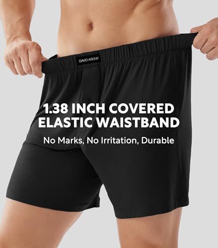 DAVID ARCHY Mens Boxer Shorts Breathable Soft Rayon Made from Bamboo Boxers for Men Loose Fit Mens Underwear 3 or 5 Pack3