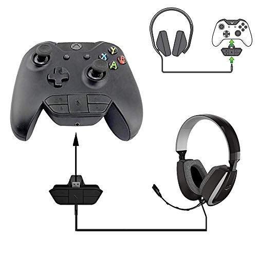 Stereo Headset Adapter Game Audio Mic Headphone Converter for Microsoft Xbox One Controller (Black)