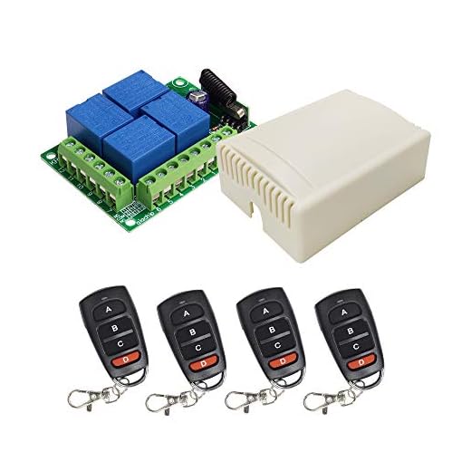 QIACHIP 12V inalámbrico relé de control remoto interruptor receptor 433Mhz RF de 4 Canales transmisores para Motor Puerta de Garaje luz Cortina eléctrica