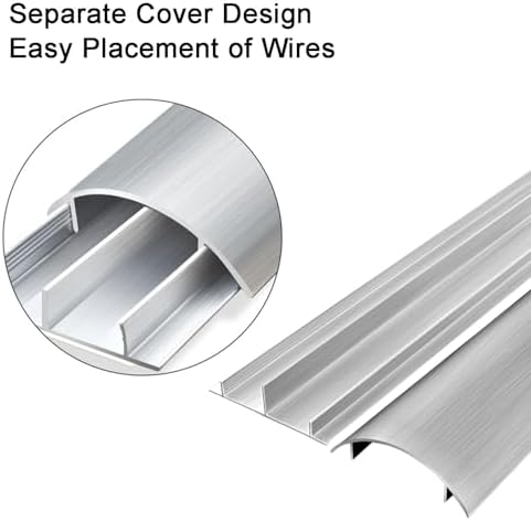 Metal Cable Cover - Self-Adhesive 39" Cord Hider Channel, Decorative Cable Protector for Living Room & Office, 4.4"x1.37" - Durable Floor Cord Management Solution