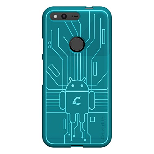 Google Pixel Case, Cruzerlite Bugdroid Circuit TPU Case for Google Pixel - Retail Packaging - Teal