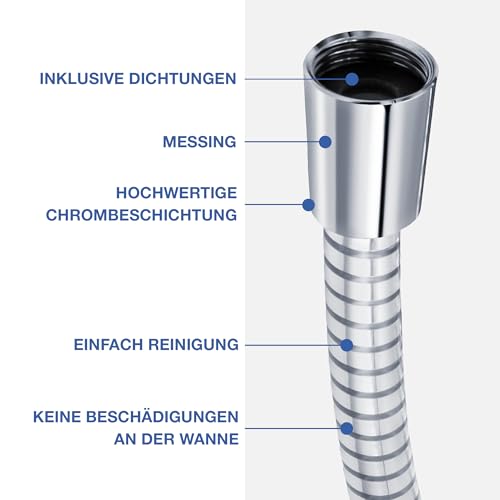 VARIOSAN Brauseschlauch Basic 10032, 1,50 m, Kunststoff, DVGW geprüft, Made in Germany