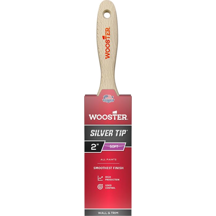 6-Pack of 2” Wooster 5222 Silver Tip CT Polyester Varnish Flat Sash Paint Brush