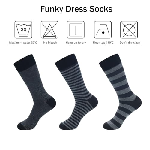 3 Pairs Men's Crew Socks Dress Cotton Breathable Business Formal Socks with Comfort Soft Moisture Wicking3