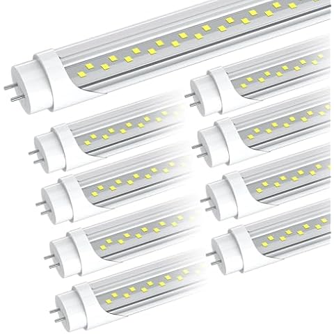 SEMSMOKS T8 T12 LED Tube Light Bulbs 4 Foot, Plug & Play or Ballast Bypass, 24W 3120LM 6000K Daylight, T8/T12 LED Fluorescent Light Replacement 4FT, Type A+B T8 Lights Tube 48 inch, Dual-Ended(8Pack) Cover