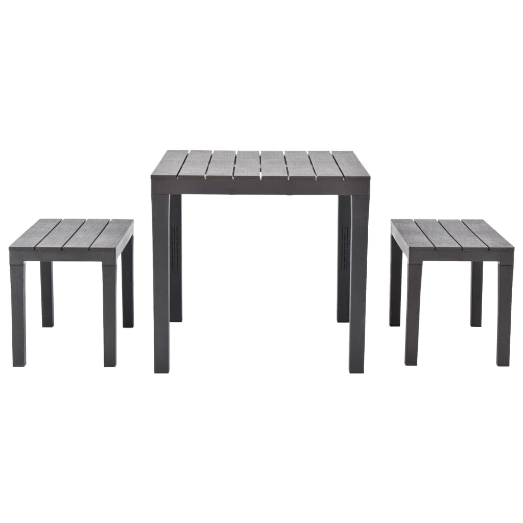 KCCKOM Garden Furniture Set Patio Table with 2 Benches Plastic Brown