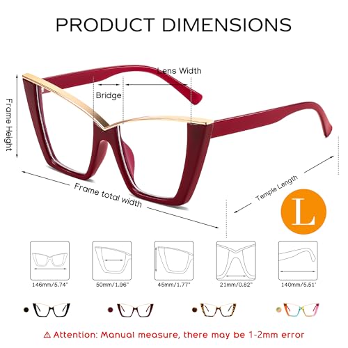 Feisedy Fashion Cat Eye Blue Light Blocking Glasses For Women Fake Retro Eyeglasses Oversized Stylish Eyewear Frame B0240 thumb #5
