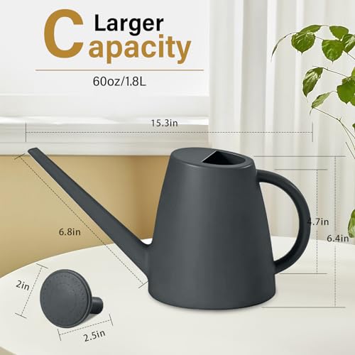 Image of Plastic Watering Can - for Home Plant Garden - 1 /2 Gallon - Grey