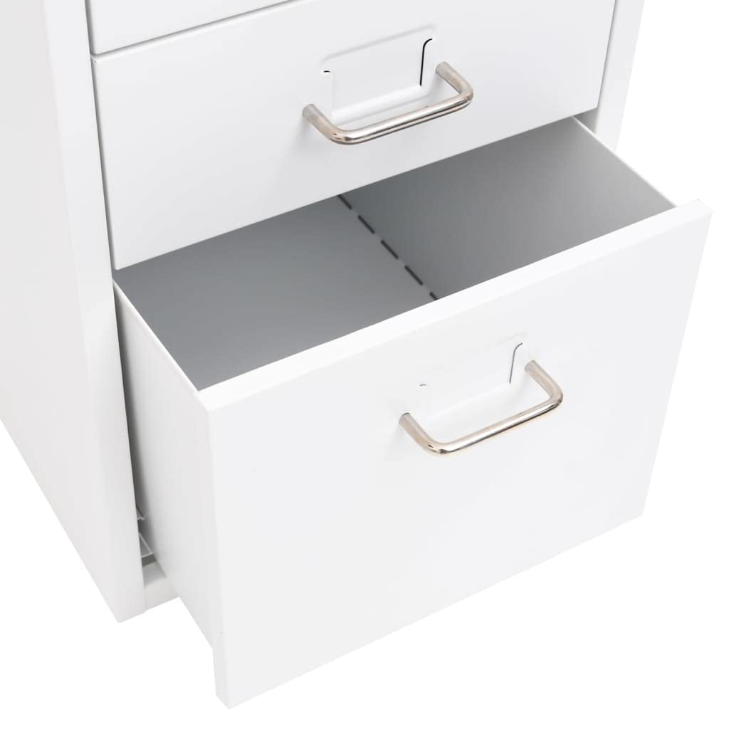 vidaXL Aktenschrank mit Rollen Rollcontainer Bürocontainer Schubladenschrank Büroschrank Metallschrank Schrank Weiß 28x41x69cm Metall