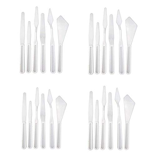 Set of 4/24PCS Plastic Spatula Palette Knives Set with Six Different Styles - Thin and Flexible Art Tools for Oil Painting, Acrylic Mixing