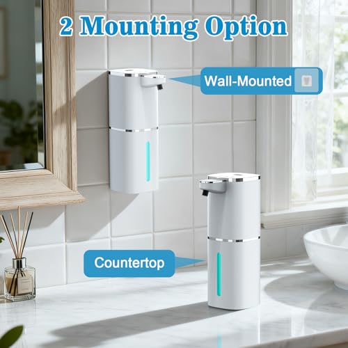 Seifenspender Automatisch No Touch 400ml Elektrischer Seifenspender mit 9-Stufig Einstellbar, Display, USB Wiederaufladbarer, IPX5 Wasserdicht Schaumseifenspender Wandbefestigung für Bad Küche Büro