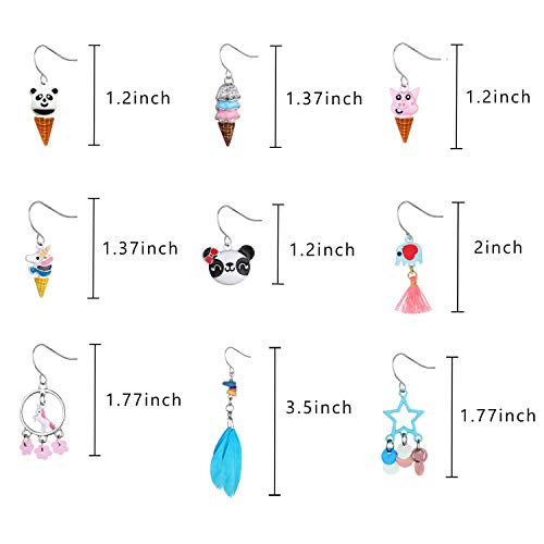 9 Pairs Cute Unicorn Stud Earrings, Colorful Assorted Multiple Drop Dangle Earrings For Kids Girls, Animal Drop Earring Sets, Hypoallergenic Drop Earrings #TOP1