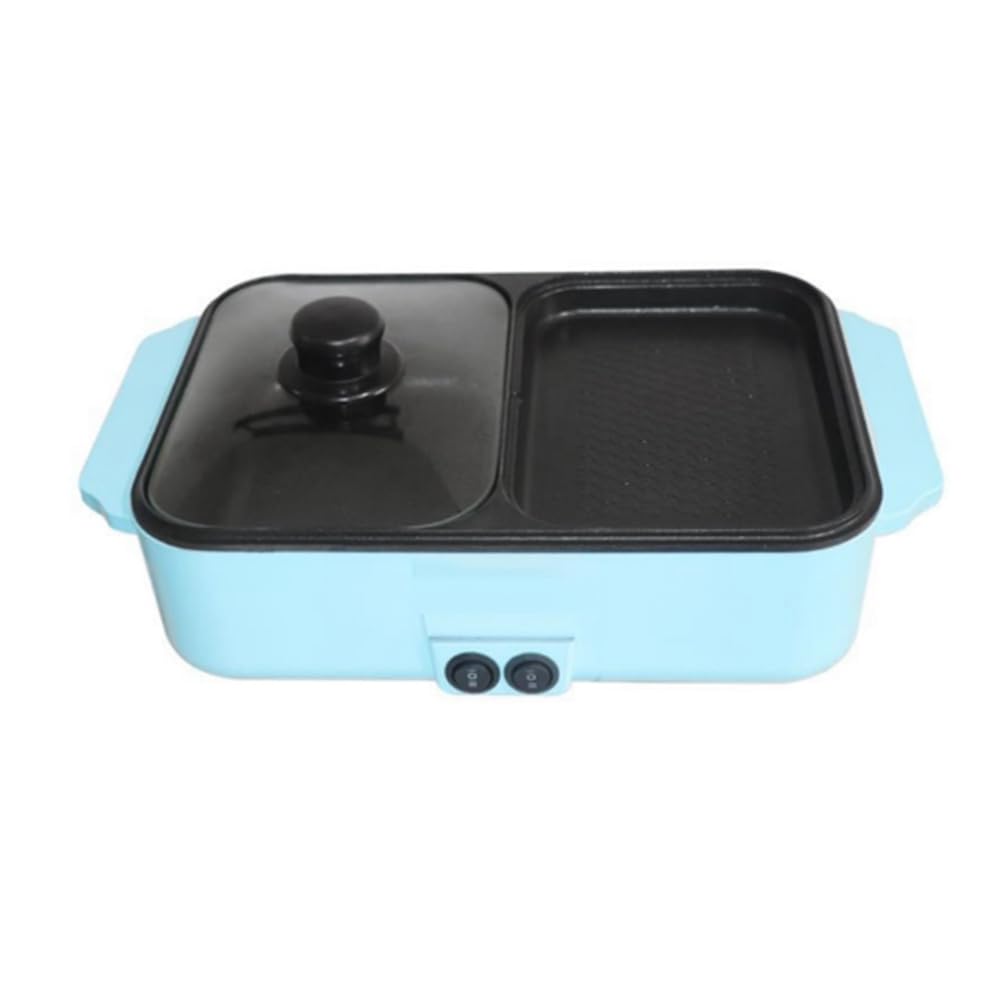 2 en 1 Pot Électrique Antiadhésif et Poêle Électrique Portable pour Barbecue Intérieur EU Plug A