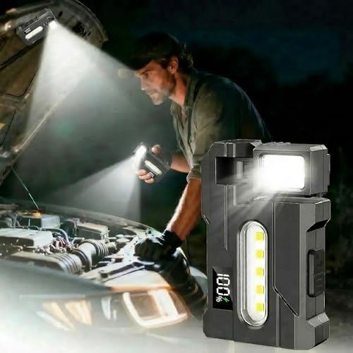 LETOUR Magnetic Work Light Rechargeable Led 2000LM Powerful RGB Flashights, Portable Flat Mini Flashlights, IP68 Waterproof Multi-Mode Magnetic Small Keychain Flashlight for Camping, Emergency