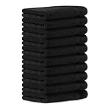 Luckytowel Gästehandtücher 30x50 cm – Oeko-TEX Gästehandtuch aus 100% Baumwolle mit 600 g/m² – Kleine Handtücher mit Aufhängeschlaufe – flauschig & saugstark – Gästetücher Set – 10er Pack Schwarz