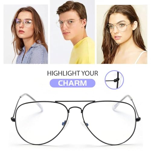 Image of Dollger Aviator Clear Lens Glasses Non-prescription Eyeglasses Metal Frame for Women Men (3025 rose gold)