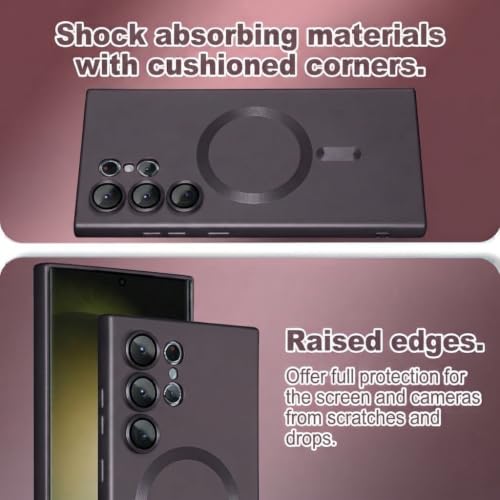 Image of DIZORO Samsung S25 Ultra Case, Compatible with Mag Safe Back Cover, Matte Luxury Metallic Luster Flexible TPU Wireless Charging Shockproof Case with Camera Protector (Metallic Silver)
