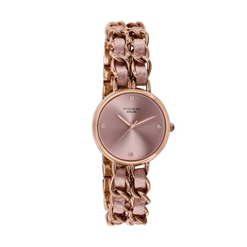 Image of Sonata Poze 9 with Quartz Analog with Metal+ Leather Strap Watch for Women