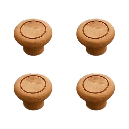 Image of 4 Piece Drawer Knobs for Kitchen- Door Knob for Cabinet, Cupboard & Dresser |Material-Steam Beech Wood, Natural Wood Finis| - 1.5 Inch-| 3 Years Warranty |