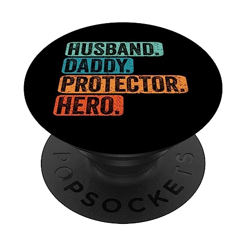 Husband Daddy Protector Hero - Dads Fathers Day Funny Father PopSockets PopGrip Intercambiable