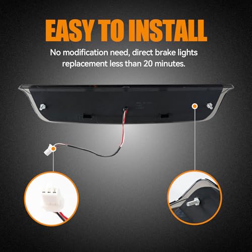 Image of Third 3rd Brake Light LED for 2004-2015 Nissan Titan & 2005-2016 Nissan Frontier, High Mount Rear Brake Lights Assembly, Waterproof Center Cab Cargo Lamp Stop Light (Black)