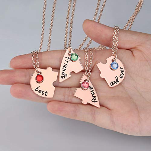 Jovivi Best Friends Forever and Ever Friendship Necklaces for 3/4,Alloy Heart Matching Puzzle Piece BBF Pendant Necklace Friendship Jewelry Birthday Gifts4