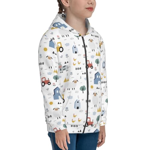 Cute Sheep and Cows Kid Hoodies Boys Zip Up Sweatshirts Girls Pullover with Pocket4