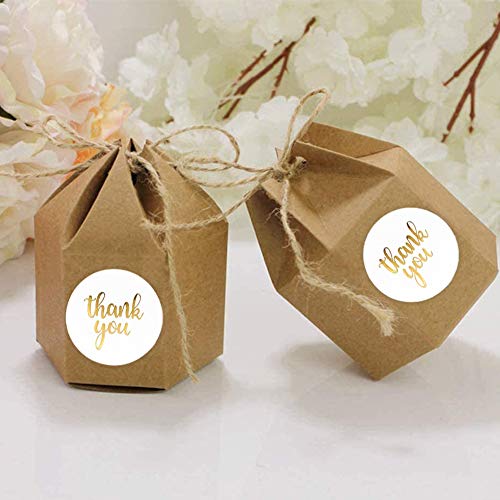 Thank You Label Sticker 1.5" Round, 500 Labels Per Roll, Thank You Sticker For Birthday, Wedding, Gift, Bridal Shower Gold (White/Gold) #TOP2