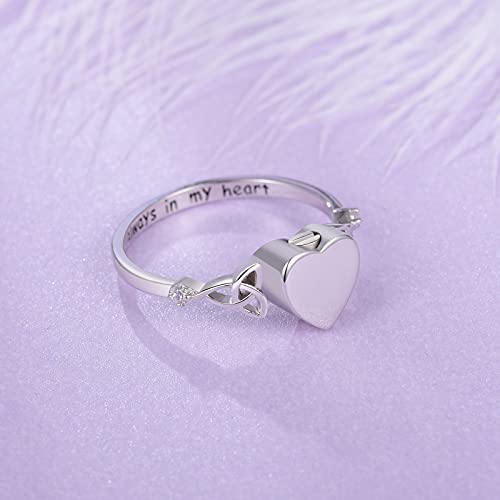 Heart Cremation Ring for Ashes: 925 Sterling Silver Forever in My Heart Carved Urn Keepake Rings Memorial Jewelry for Women Men4