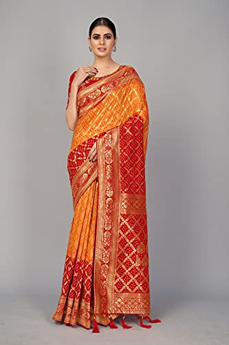 Image of Monjolika Fashion Women's Pure Kanjivaram Style Banarasi Soft Silk Saree With Blouse For Wedding