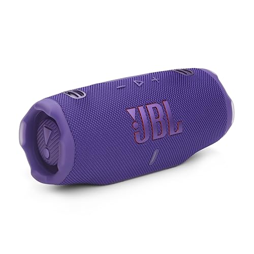 JBL Charge 6 - Portable Waterproof & Drop-Proof Bluetooth Speaker, Bold Pro Sound with AI Sound Boost, 28Hrs of Playtime, Built-in powerbank Carrying Strap (Purple) (Renewed)