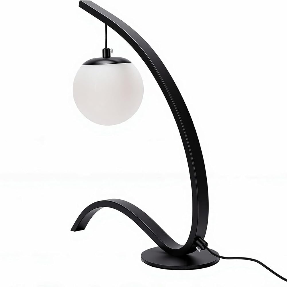 Lampa nocna LED – Kreatywna latarka stołowa o zakrzywionym kształcie, z kablem USB i przełącznikiem, z regulacją jasności, lampa do salonu, dekoracyjna latarka stołowa do wnętrz,Black
