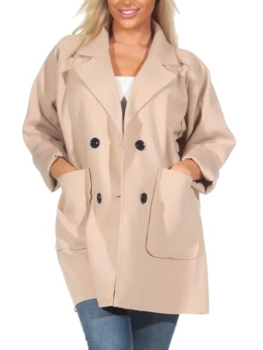 simarand Damen eleganter Kurzmantel Übergangsjacke Trench Coat Parka classisch 5590 (DE/NL/SE/PL, Numerisch, 38, 44, Regular, Regular, Beige)