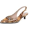 SAMMITOP Slingback Kitten Heels Low Heel Beaded Pumps Pointed Toe with Buckle Strap Heeled Sandals Wedding Party Office Dress Shoes 1.6 Inch