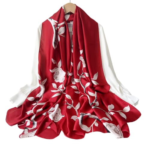 Image of MALINA Women's Polyester Silk Satin Stole Scarf - Soft Lightweight Fashion Wrap, Elegant Floral & Gradient Design, summer stole,Scarf For Women,Premium Stole,Large Size 180x90 cm'