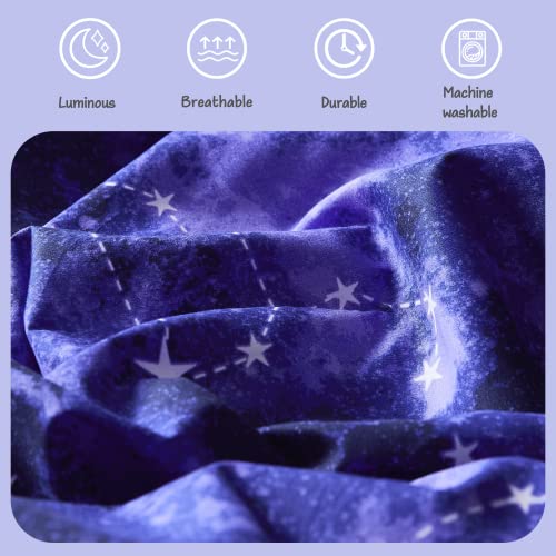 Kaleidospace Galaxy Boys Girls Bedding Sets Full, Glow In The Dark Bed In A Bag, 7 Piece Ultra Soft Microfiber Kids Bedding Set For All Season (76"X86" #TOP4