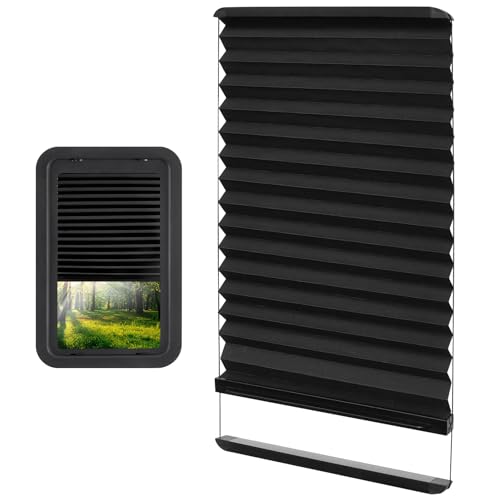 RV Thin Pleated Shade Replacement Compatible with Lippert Prepped Entry Doors/Thin Shade Ready Lippert Entry Door 12 x 21 RV Window Blinds for Camper Travel Trailers