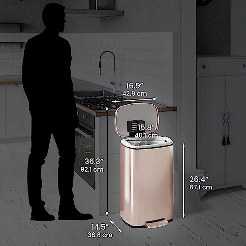 image for iTouchless SoftStep 13.2 Gallon Step Kitchen Trash Can with Lid and Od