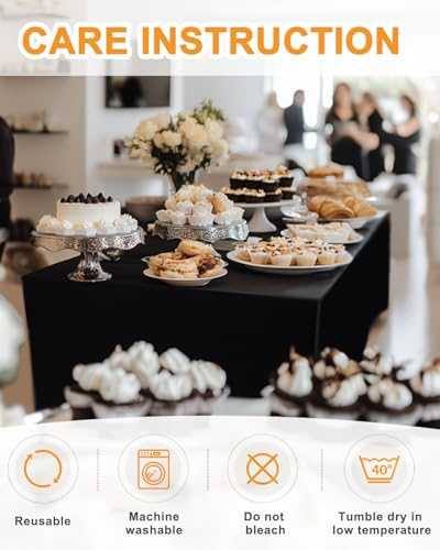 Spandex Table Cover 2 Pack 6FT Black Fitted Tablecloths,Washable Wrinkle Resistant Stretch Table Cloth Rectangle for Vendor Booth Display Items,Party Supplies for Adults,Wedding Decorations,Banquet - Image 6