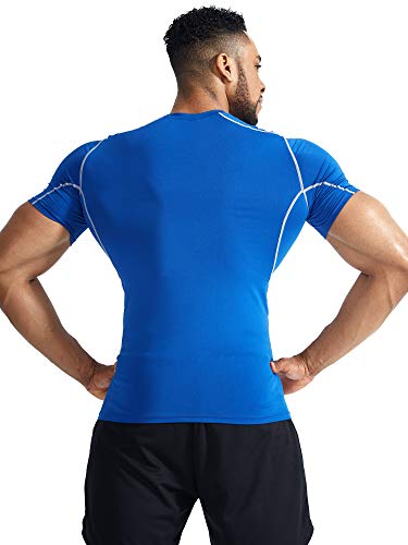 Camisa masculina de compressão Cadmus Workout, 5003# Gray & Blue & White,pack of 3, Large