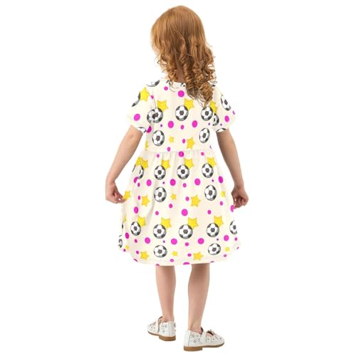 Girls' Short Sleeve Dresses Sport Football Star Toddler Casual Sundress 23029353