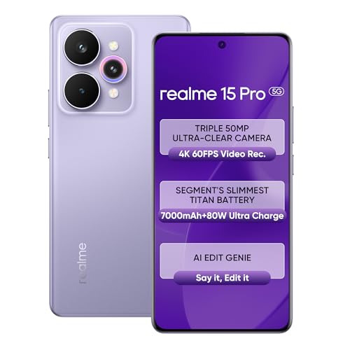 Image of realme 15 Pro 5G (Velvet Green, 12GB RAM, 256GB Storage) | 6.8 inch FHD+ AMOLED 120Hz | 50MP Triple AI Camera | 50MP Selfie | Snapdragon 7 Gen 4 | 7000mAh | 80W Fast Charging | Android 15 | Dual SIM