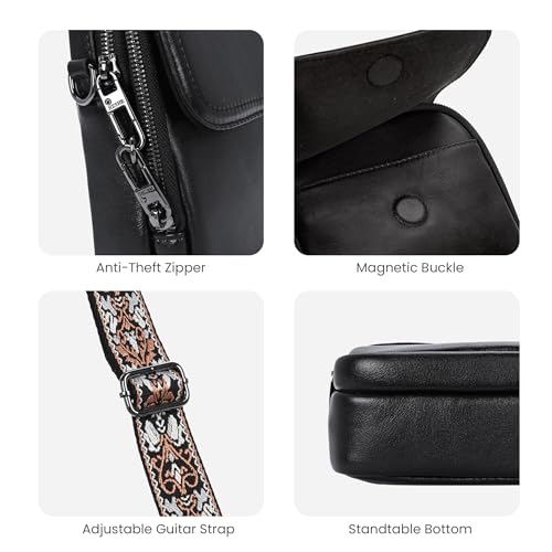 Image of HESHE Small Leather Crossbody Bag for Women RFID Phone Purse with Card Slot
