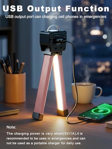 Image of Gym Lamp, YETHKE Portable Gym Lighting for Posing, Magnetic Work Light with Portable Charger, Gift for Men /Women, 180 Rotate Foldable with Hang Hook Camping Lamp, LED Handheld Flashlight-Rose