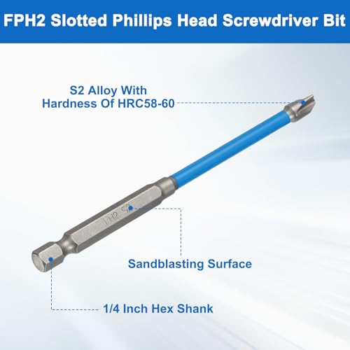 HARFINGTON 5Pcs FPH2 Slotted Phillips Head Screwdriver Bit Set 1/4" Shank by HARFINGTON - Used condition - Image 3