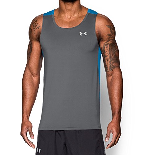 Under Armour Men's UA CoolSwitch Run Singlet Graphite/Electric Blue/Reflective Tank Top