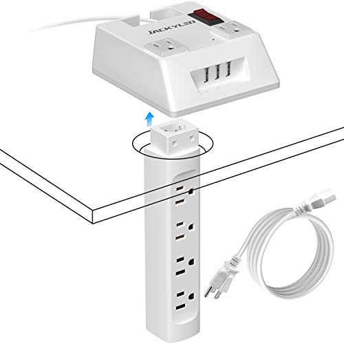 Detachable Power Strip JACKYLED Hidden Recessed Power Socket Surge Protector 3.6A 3 USB