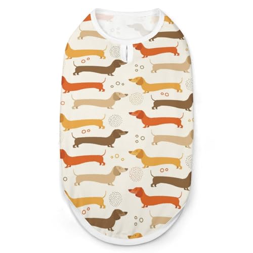 ペット服 ダックスフンド 犬柄 犬服 ペットウェア Tシャツ パーカー 袖なし 犬の服 タンクトップ タンクトップ クールベスト 通気性 ファッション S-2XL