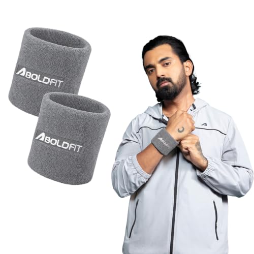Image of Boldfit Cotton Wrist Band for Men & Women 3 Inch - Wrist Sweat Band for Badminton Football, Basketball, Running & Athletic Sports, Sweat Absorbent Wrist Bands